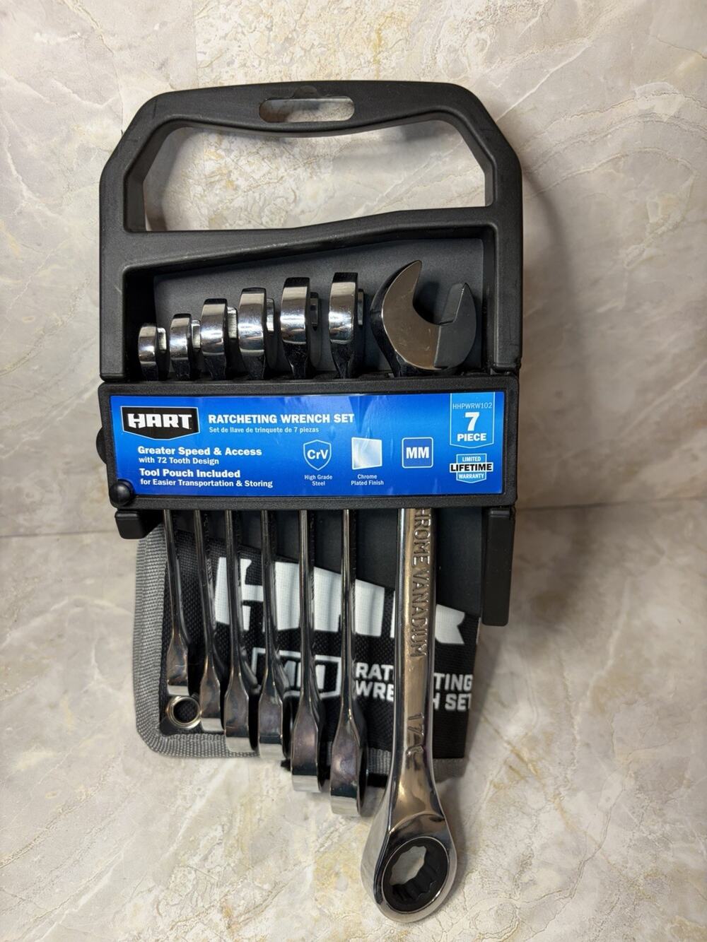 HART HHPWRW102 7pc Metric Ratcheting Wrench Set 72-Tooth Chrome Vanadium